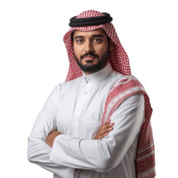 confident-saudi-arabian-man-in-traditional-attire-portrait-against-isolated-backdrop-presenting-png